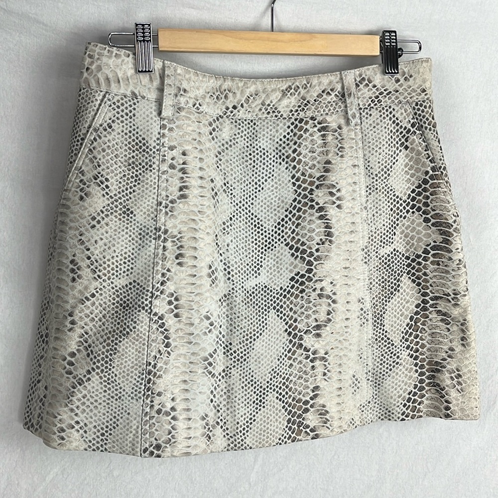 Reiss leather skirt snake python
